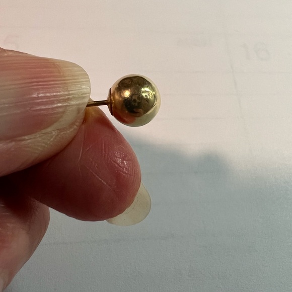 14K Gold Ball Stud Single Earring, Plus 14K Back - Picture 11 of 13